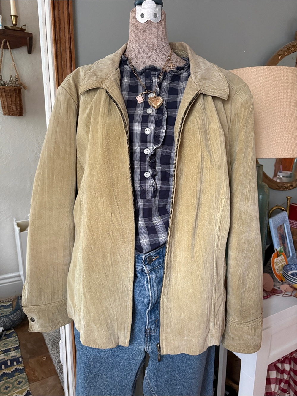 VINTAGE Suede green jacket